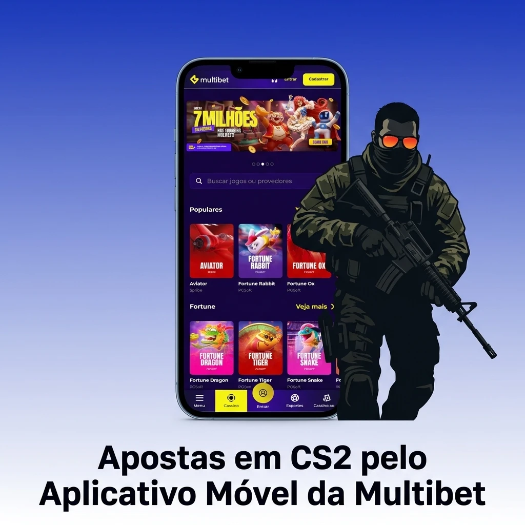 Apostas em CS2 pelo aplicativo móvel da Multibet com mercados completos para Android e iOS