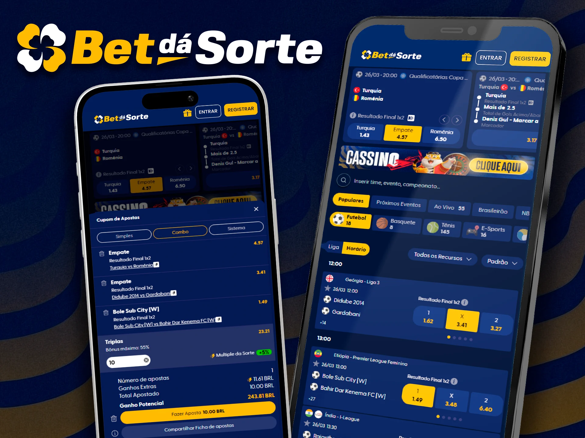 Realizando apostas em esportes pelo celular na Bet da Sorte.