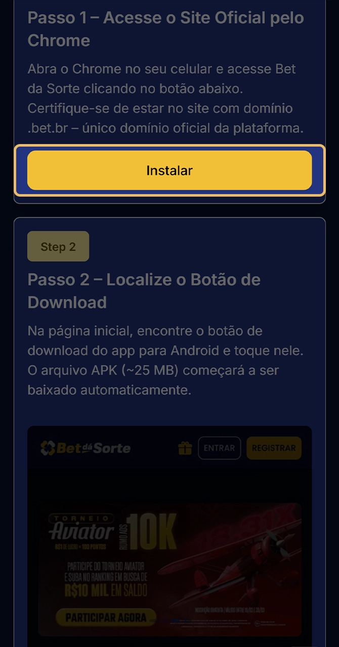 Acessando o site oficial Bet da Sorte pelo navegador Chrome.