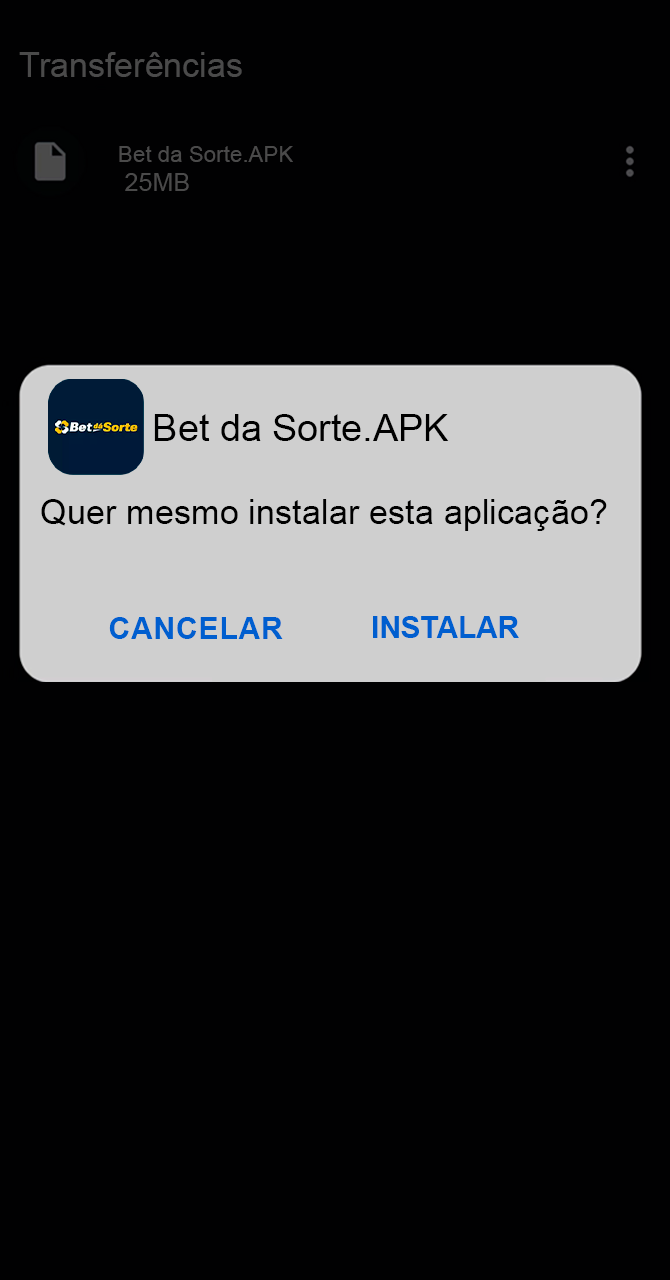 Finalizando a instalação do APK oficial da Bet da Sorte.