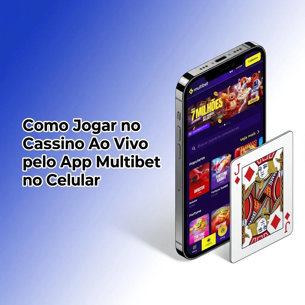 Homem jogando cassino ao vivo pelo app Multibet no celular com dealer em transmissão ao vivo