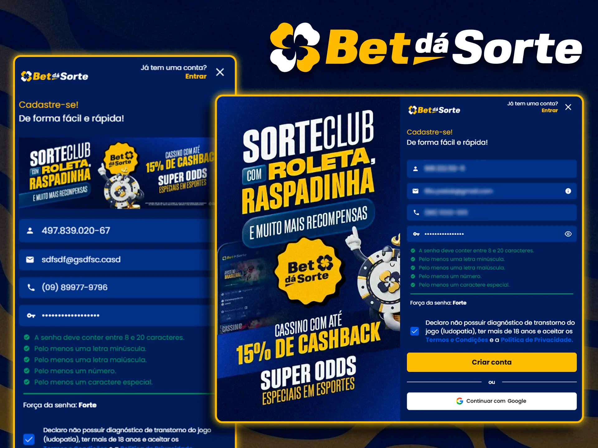 Guia passo a passo para criar conta na Bet da Sorte.