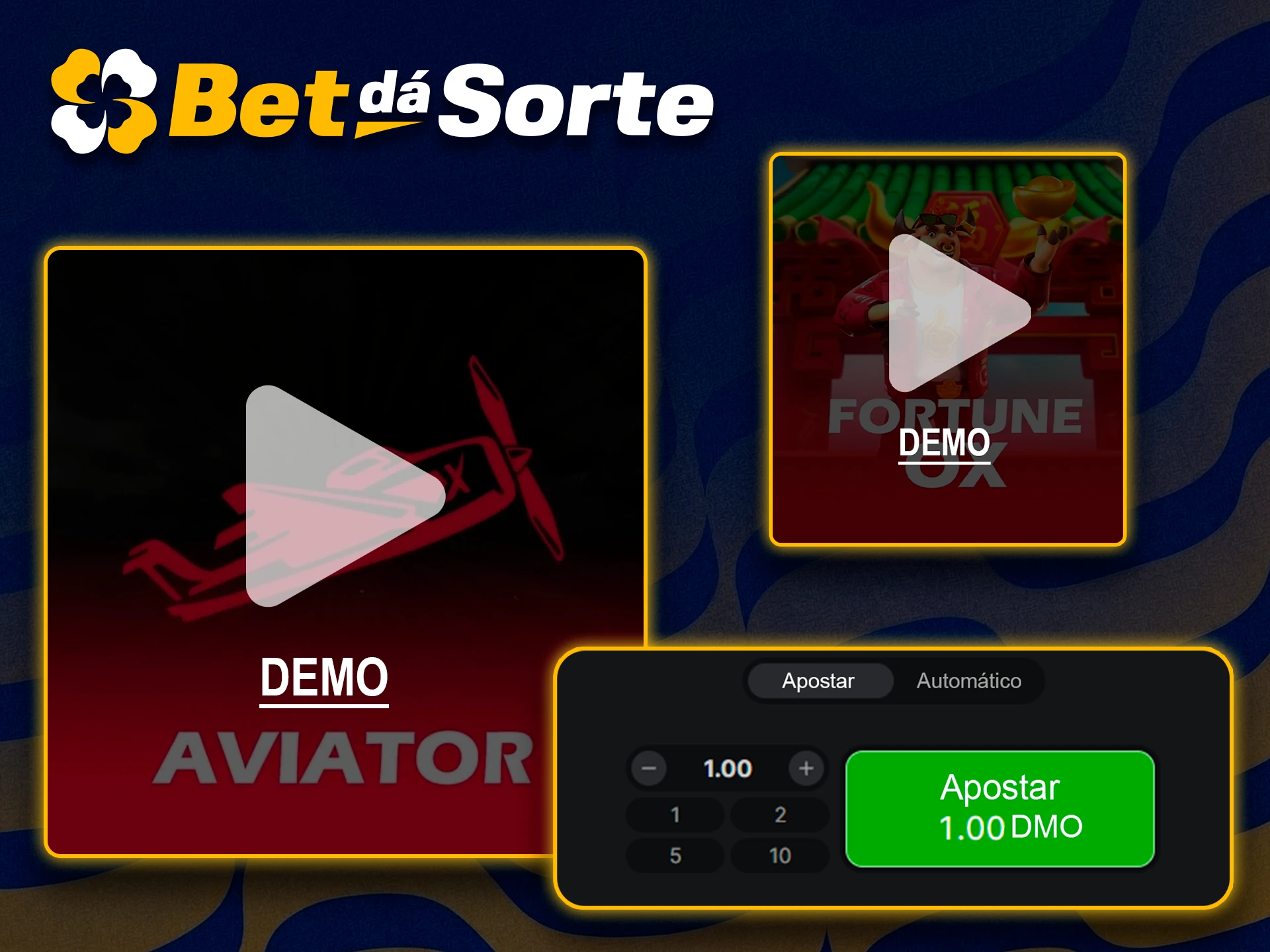 Teste gratuitamente os jogos de cassino na Bet da Sorte.