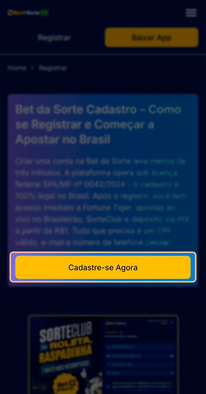 Link de acesso seguro ao portal oficial Bet da Sorte.